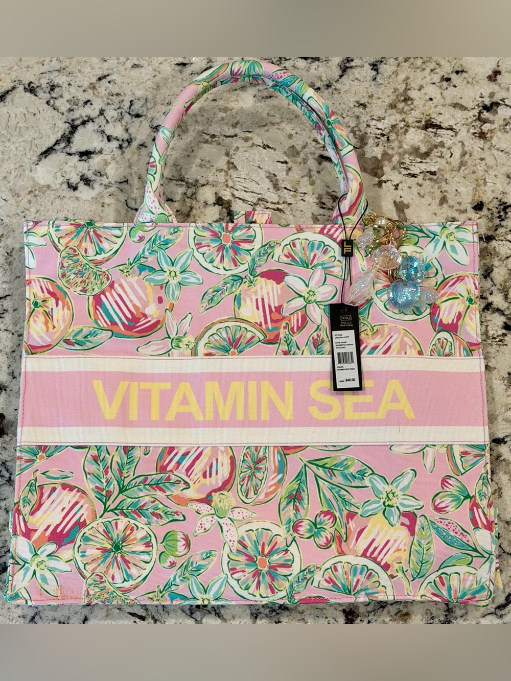 NWT London Fog Pink Floral 'Vitamin Sea' Tote